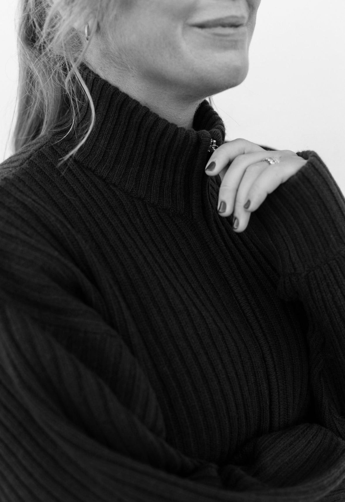 Merino Studio: Rib Bomber / Solid Black