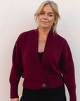 Merino Studio: Rib Cardigan / Burgundy