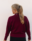 Merino Studio: Rib Cardigan / Burgundy