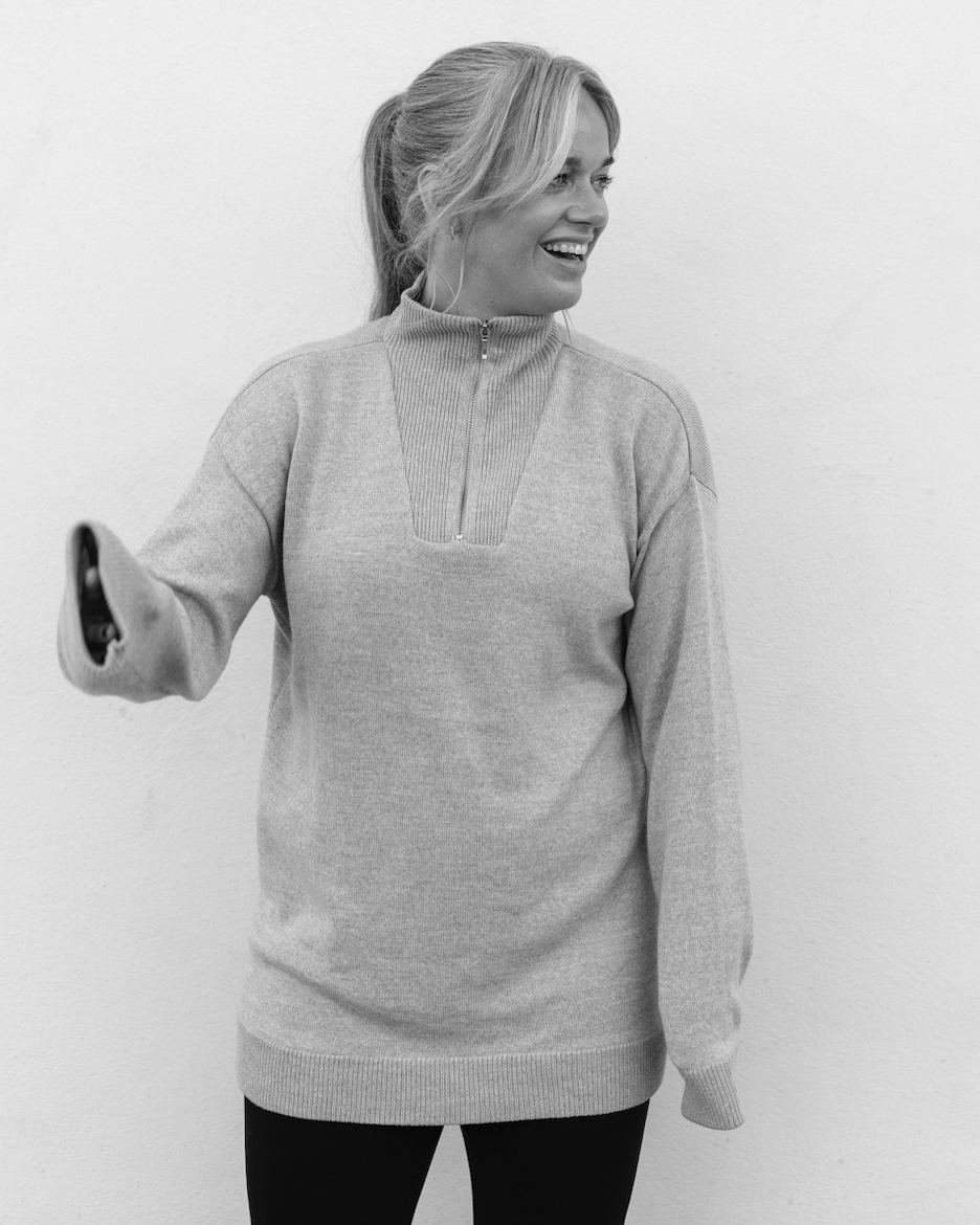 Merino Studio: Half-Zip / Grå