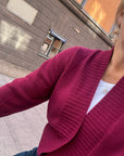 Merino Studio: Rib Cardigan / Burgundy