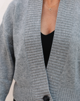 Merino Studio: Rib Cardigan / Classic Grey