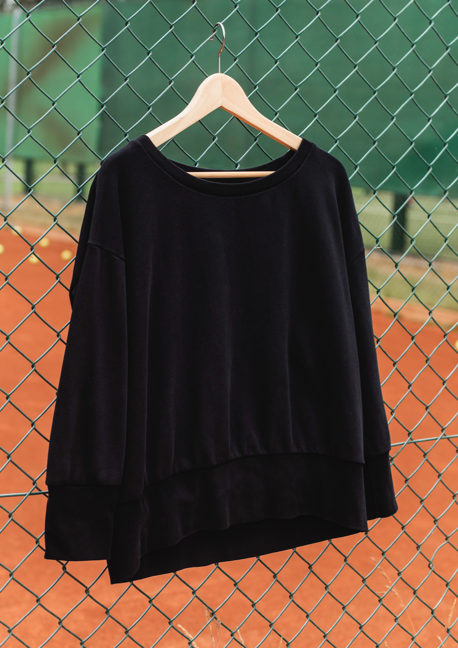 Crewneck Ballet Sweatshirt, Solid Black