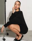 Relaxed Sweatshirt Dress / Solid Black