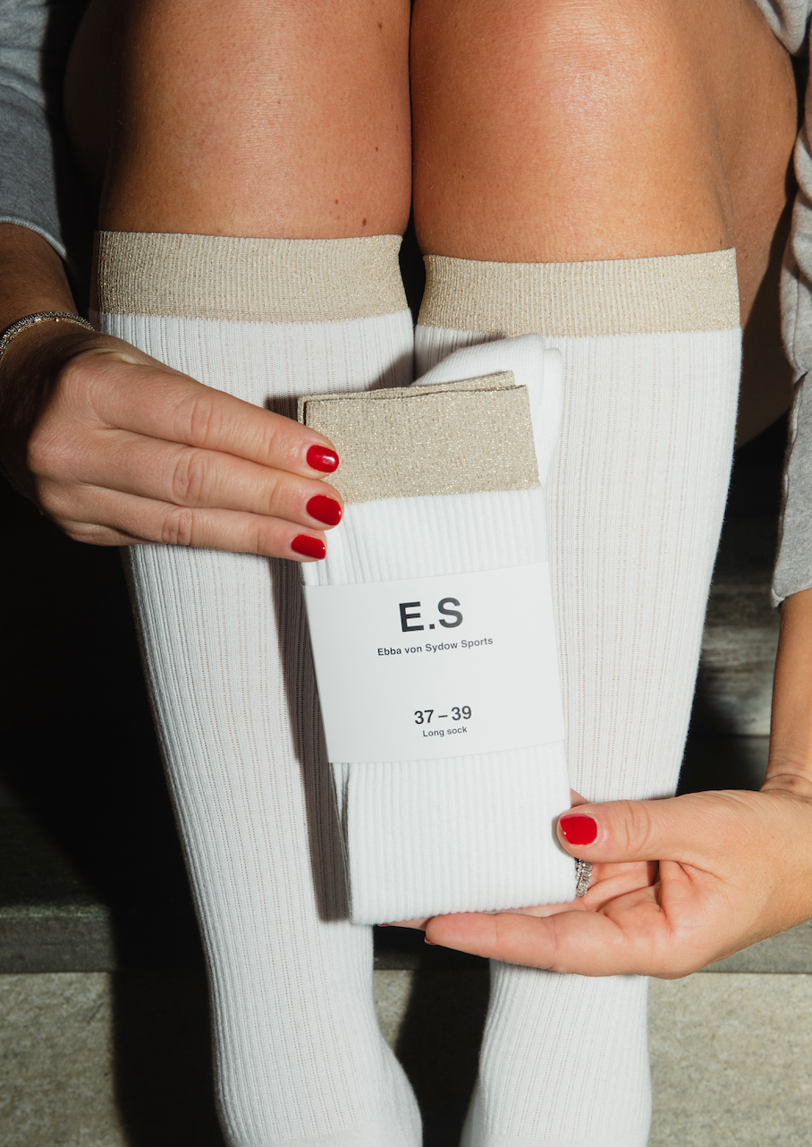Perfect Everyday Sport Socks, White & Gold / High