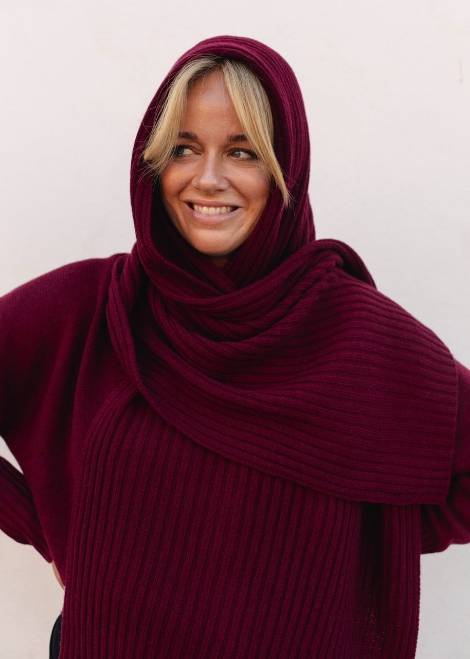 Merino Studio: Rib Scarf / Burgundy